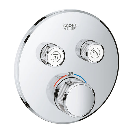 德國 GROHE 29119000/29151LS0+35600000 Grotherm Smartcontrol 圓型雙出水藏牆恆溫淋浴龍頭及閥芯-hong-kong