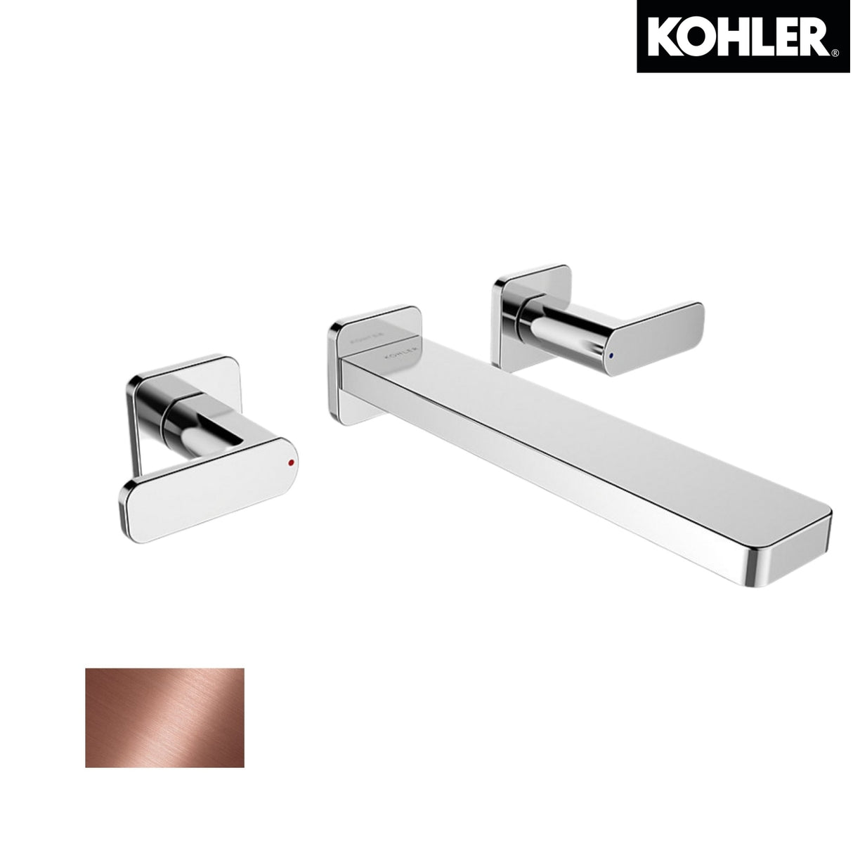 KOHLER K-22570T-4-RGD PARALLEL 掛牆式面盆龍頭 (玫瑰金色)-hong-kong