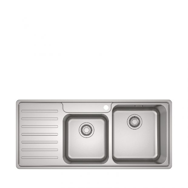 FRANKE BCX 621 LHD (101.0547.021) Bell 不銹鋼 檯面 雙星盆 1080x480mm 銀色-hong-kong