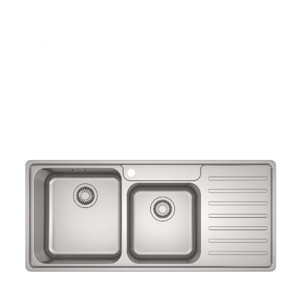 FRANKE BCX 621 RHD (101.0438.093) Bell 不銹鋼 檯面 雙星盆 1080x480mm 銀色-hong-kong