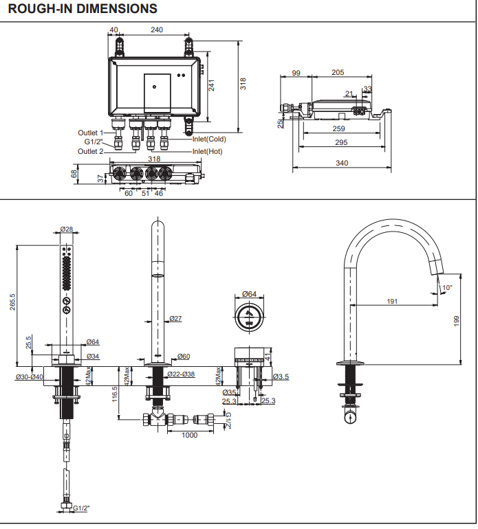 KOHLER K-22328T-7-CP DTV MODE 缸邊式浴缸花灑龍頭組合套裝-hong-kong