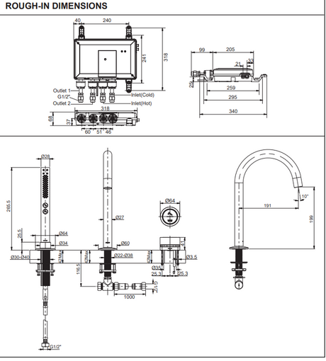 KOHLER K-22328T-7-CP DTV MODE 缸邊式浴缸花灑龍頭組合套裝-hong-kong