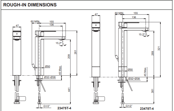 KOHLER K-23478T-4-AF PARALLEL 高身單把手面盆龍頭 (法蘭金)-hong-kong
