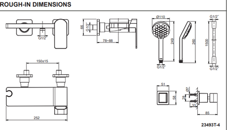 KOHLER K-23493T-4-AF PARALLEL 掛牆式淋浴龍頭 (法蘭金)-hong-kong