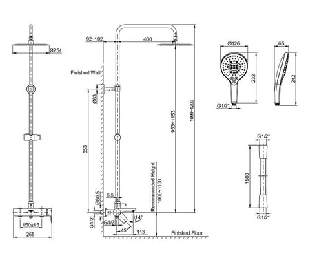 KOHLER K-26242T-4-BL ALEO兩路出水淋浴柱 (亮黑色)-hong-kong