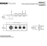 KOHLER K-26347T-9-BN ANTHEM™ 三路嵌入式機械恆溫控制 (羅曼銀)-hong-kong