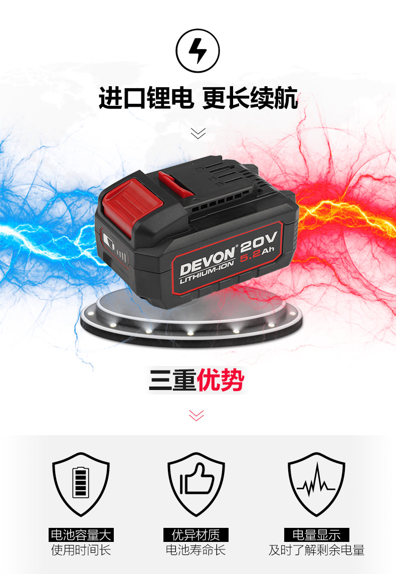 Devon 大有 5283-Li-20TSIQ 20V 充電式無刷衝擊電鑽 (淨機)(香港行貨)-hong-kong