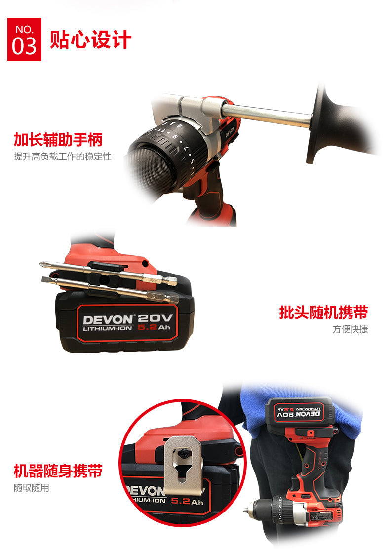 Devon 大有 5283-Li-20TSIQ 20V 充電式無刷衝擊電鑽 (淨機)(香港行貨)-hong-kong