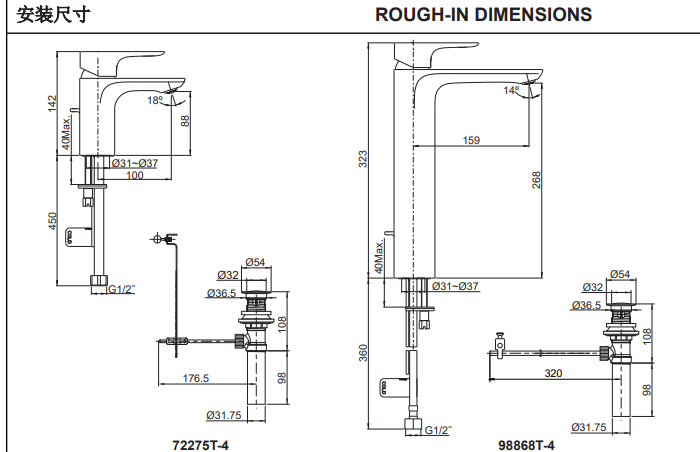 KOHLER K-72275K-4-BL ALEO 面盆龍頭 (黑色)-hong-kong