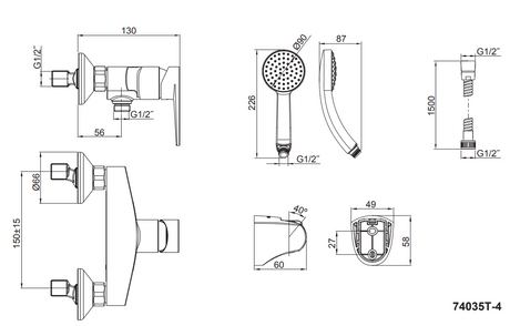 KOHLER K-74035K-4-BL TAUT 淋浴龍頭 (黑色)-hong-kong