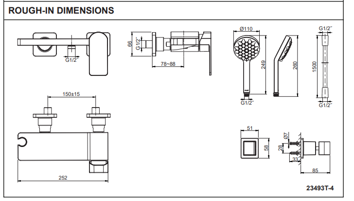 KOHLER K-23494T-4-AF PARALLEL 掛牆式浴缸龍頭 (法蘭金)-hong-kong