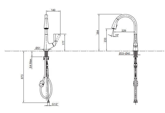 KOHLER K-562T-B4-CP MALLECO 下抽拉式廚房龍頭-hong-kong