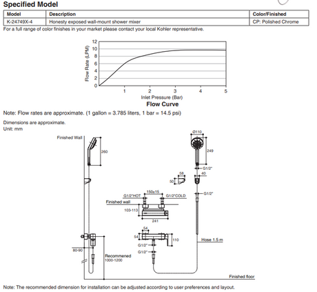 KOHLER K-24749X-4-CP HONESTY™ 掛牆式淋浴龍頭-hong-kong