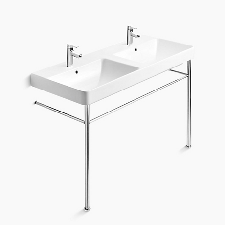 KOHLER K-2748T-1-0 FOREFRONT 一體化雙浴室面盆（單龍頭孔）(不包支架腳)-hong-kong