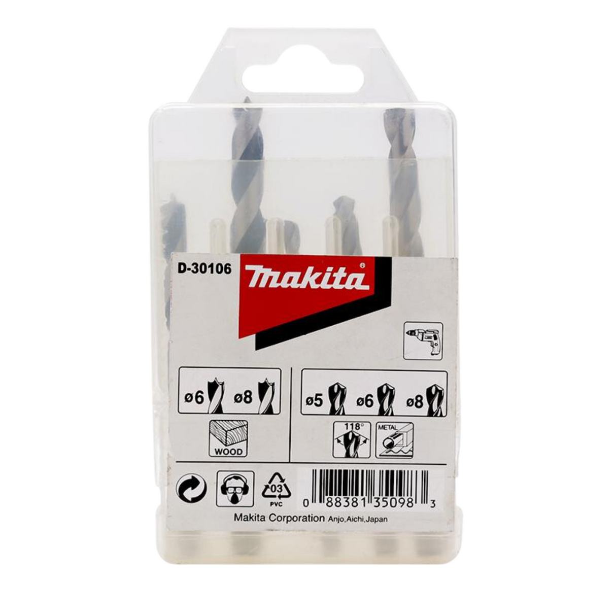 Makita 牧田 D-30106 HSS鑽頭套裝 (5件裝)-hong-kong