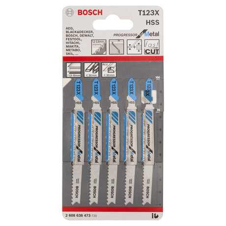 BOSCH T123X 積梳鋸片 (5片裝) (鋒鋼 HSS)-hong-kong