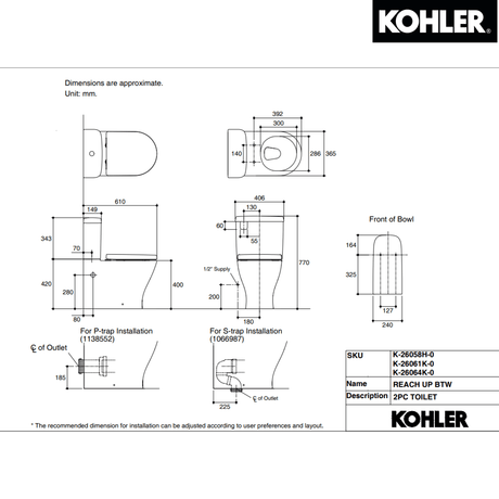 KOHLER K-26061H-0 REACH UP 分體式自由咀座廁(貼牆廁) (地排水225 mm，牆排水185 mm)-hong-kong
