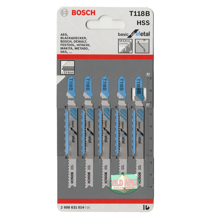 BOSCH T118B 積梳鋸片 (5片裝) (鋒鋼 HSS)-hong-kong