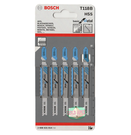 BOSCH T118B 積梳鋸片 (5片裝) (鋒鋼 HSS)-hong-kong