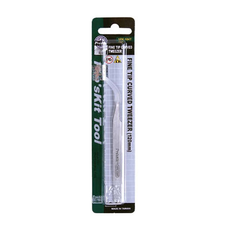 PRO'SKIT 1PK-104T 不銹鋼防磁彎尖鑷子(120mm)-hong-kong