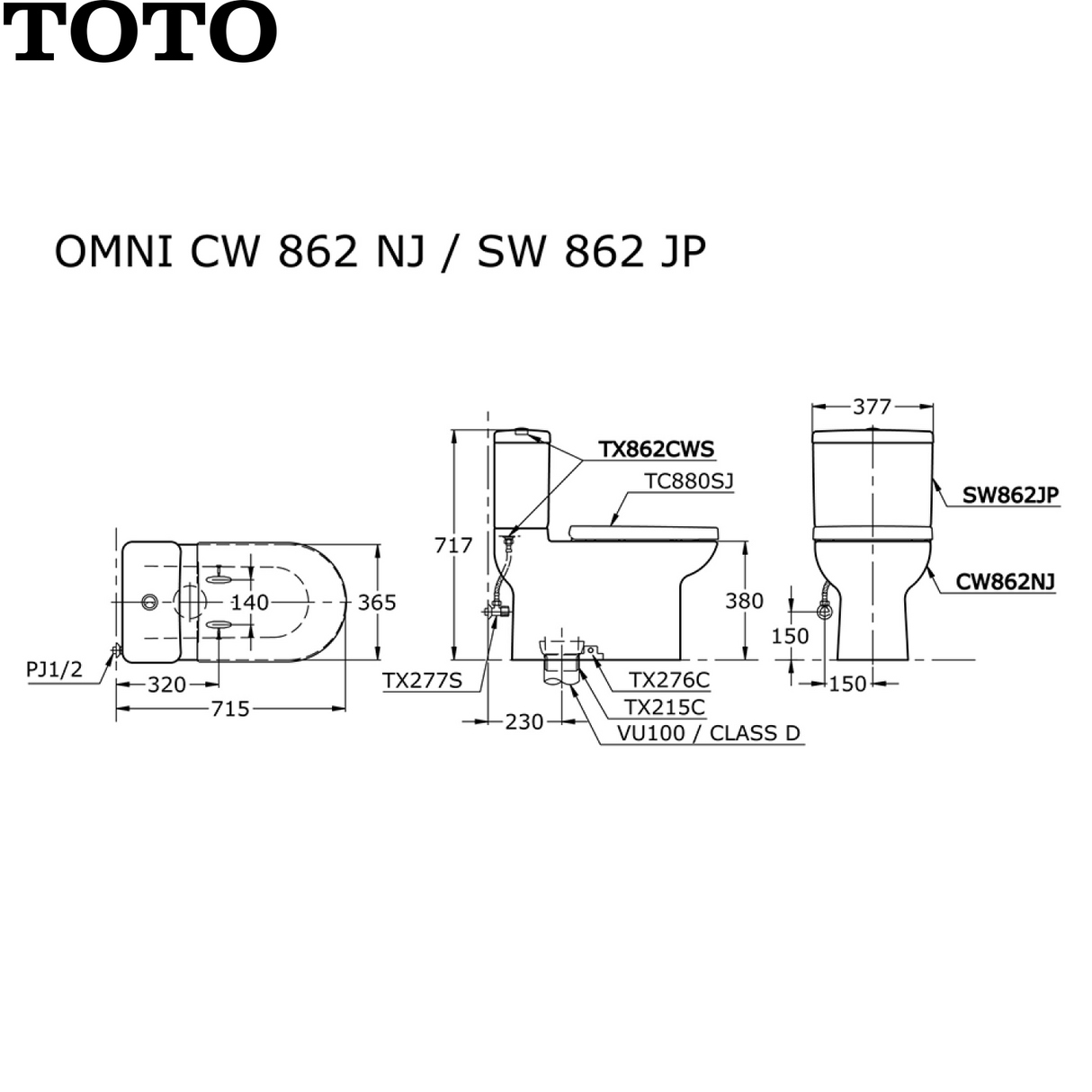 TOTO CW862NJ Omni 地排230mm套廁 (配緩降廁板)-hong-kong