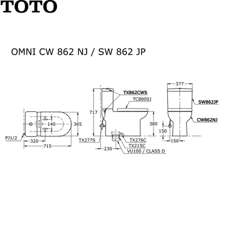 TOTO CW862NJ Omni 地排230mm套廁 (配緩降廁板)-hong-kong