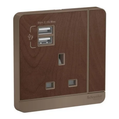 Schneider 施耐德 E8315USB_WD_C5 13A 單位連保護門有掣插座連兩位USB充電插座-hong-kong