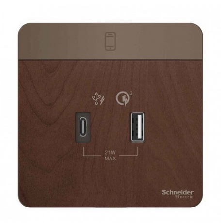 Schneider 施耐德 E8332ACQUSB_WD_C5 兩位21W Type A+C PD+QC3.0 USB充電插座-hong-kong