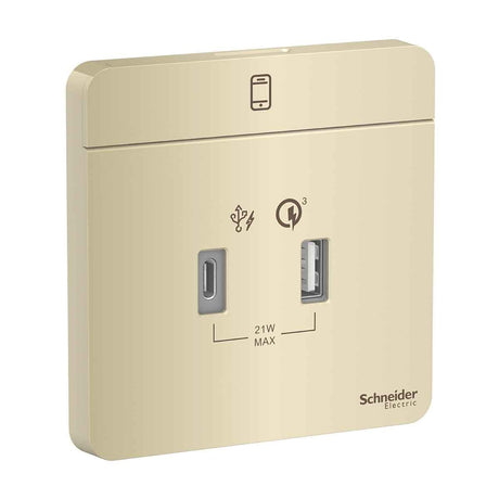 Schneider 施耐德 E8332ACQUSB_WG_C5 兩位21W Type A+C PD+QC3.0 USB充電插座-hong-kong
