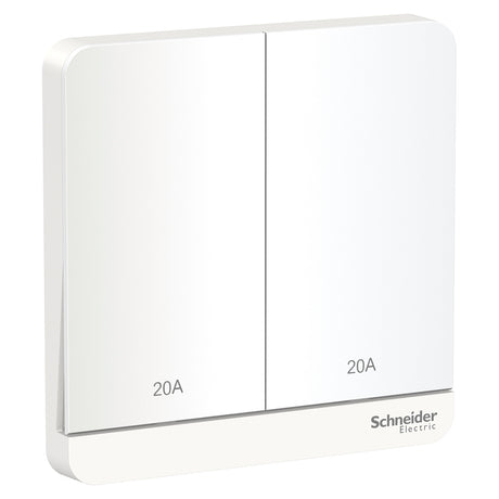 Schneider 施耐德 E8332D20N_WE_C5 20A 兩位雙極開關掣連LED指示燈 (搪瓷白)-hong-kong