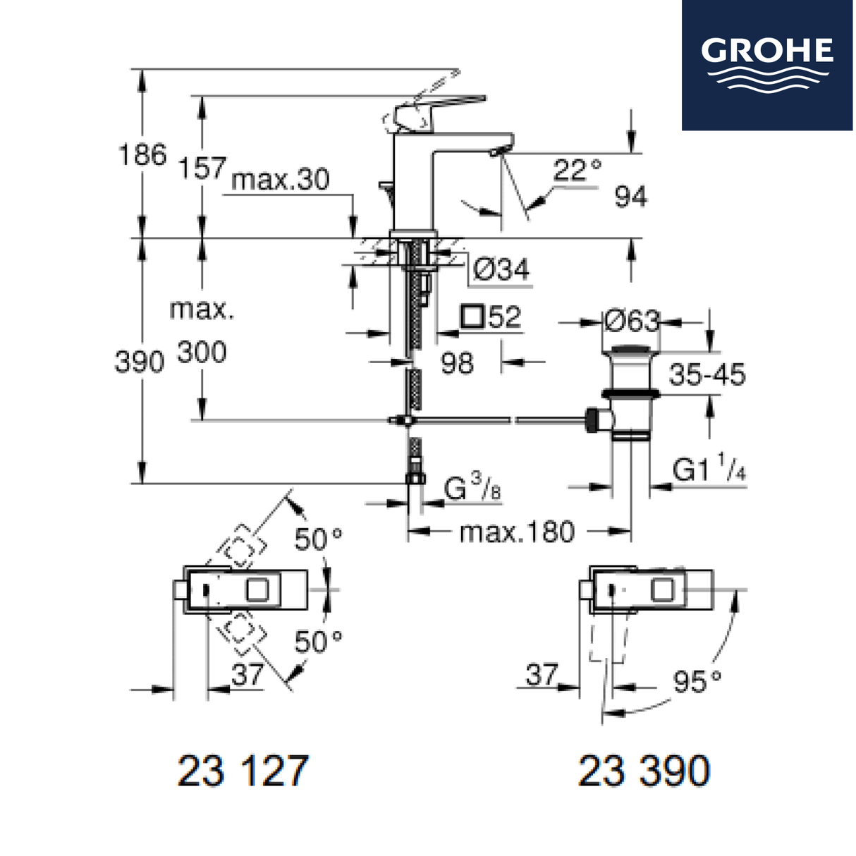 德國 GROHE Eurocube 23127000 面盆龍頭 (德國製造)-hong-kong