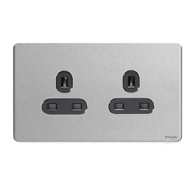 Schneider 施耐德 – 13A 兩位連保護門插座 GU3460WPN / GU3460WPW / GU3460WSS / GU3460BSS / GU3460BBN-hong-kong