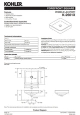 KOHLER K-2661X-0 FOREFRONT 方形檯上式面盆-hong-kong