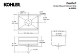 KOHLER K-23650T-C-NA PROLIFIC® 23” 下崁式廚房鋅盆 ( 包括砧板、浸泡籃、瀝水籃及瀝水板)-hong-kong