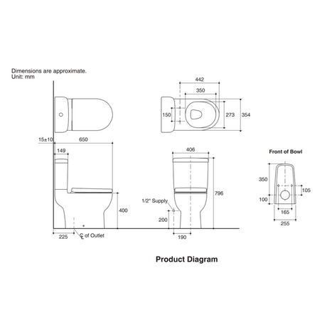 KOHLER K-76186K-0 ODEON UP™ 分體式自由咀座廁 (地排水225 mm，牆排水185 mm)-hong-kong