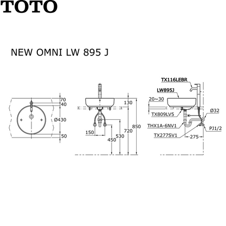 TOTO LW895J 圓形台上面盆-hong-kong