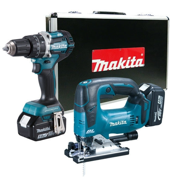 Makita 牧田 DLX2202TX1 18V 鋰電充電式工具套裝 (衝撃電鑽+曲線鋸)-hong-kong
