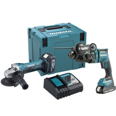 Makita 牧田 DLX2346J 18V 充電式工具套裝 (電錘+角向磨光機)-hong-kong
