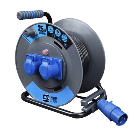 英國 Masterplug OL251622PEBL 1.5MM2 2P+E Socket X 2 25M 電線拖轆 (雙防水插座)-hong-kong