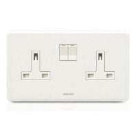 Philips Switches 13A 兩位連保護門有掣插座 (白色) ORI13ATWBSSKSW-hong-kong