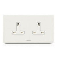 Philips Switches 13A兩位連保護門插座 (白色) ORI13ATWBSSK-hong-kong