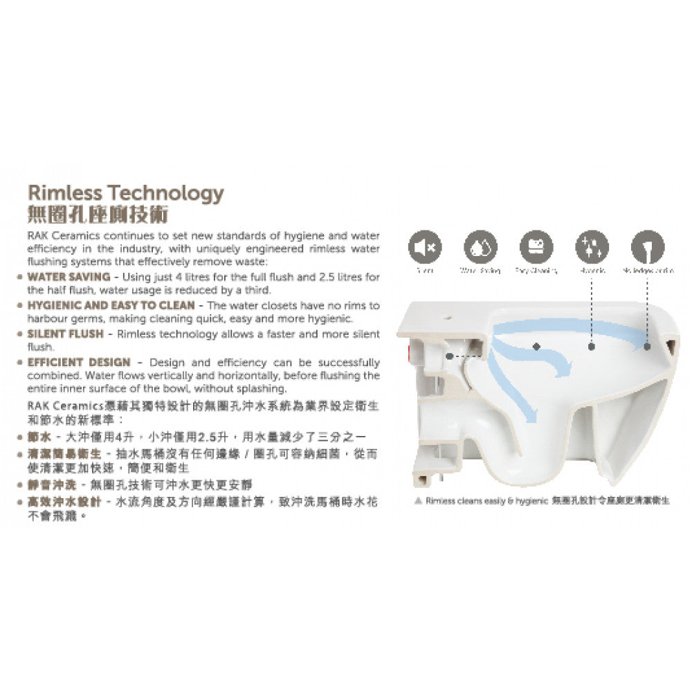 RAK Ceramics SERIES 600 ProTek 60cm 分體座廁配油壓廁板 (銀離子滅毒)-hong-kong