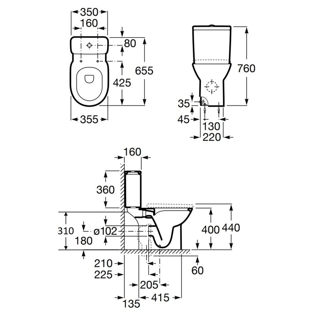 ROCA Debba Round Rimless 自由咀分體座廁配SUPRALIT®油壓板套裝 341991+34299P+801B22 白色-hong-kong