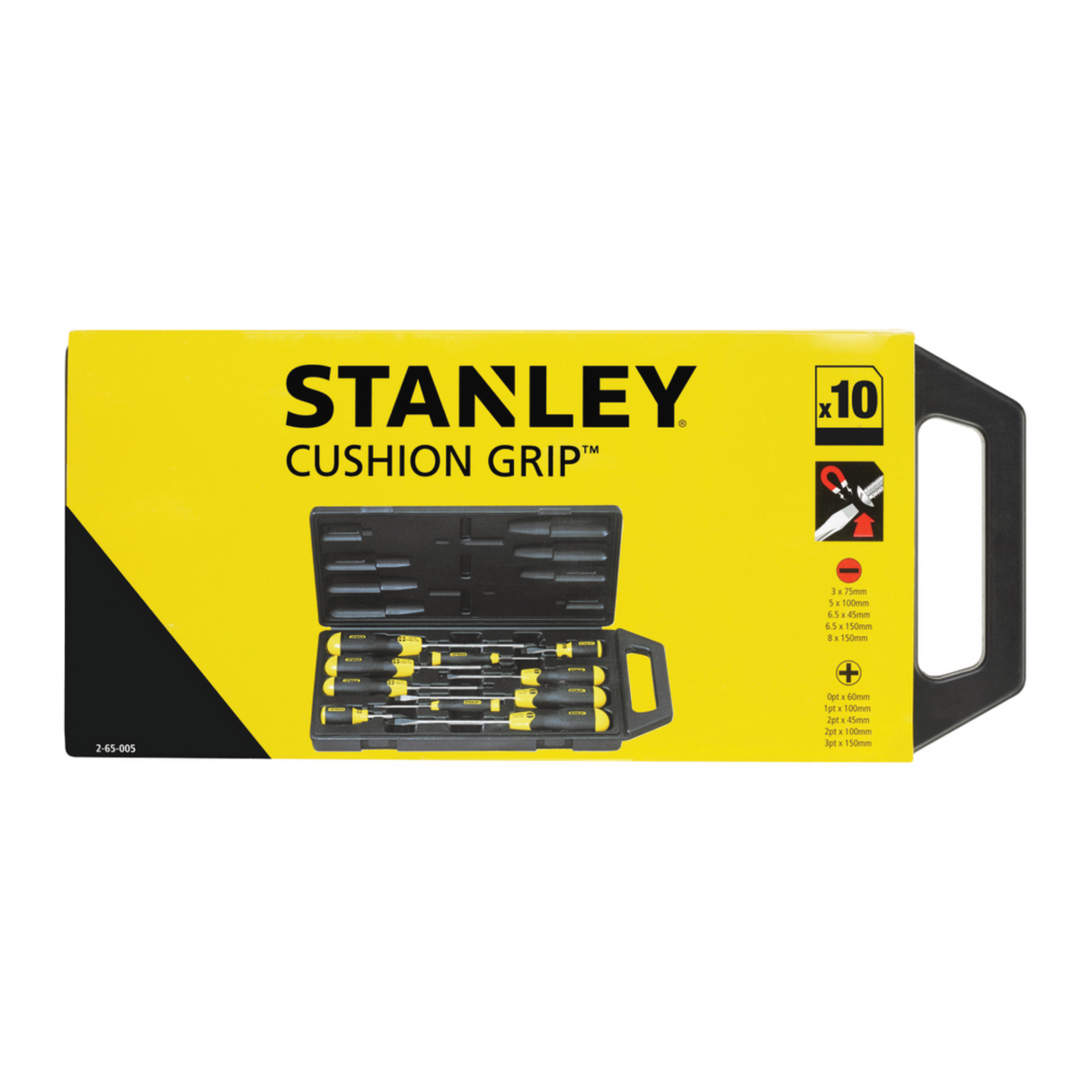 STANLEY史丹利 65-005C-23CUSHION GRIP 10件套膠柄一字十字螺絲批套裝-hong-kong