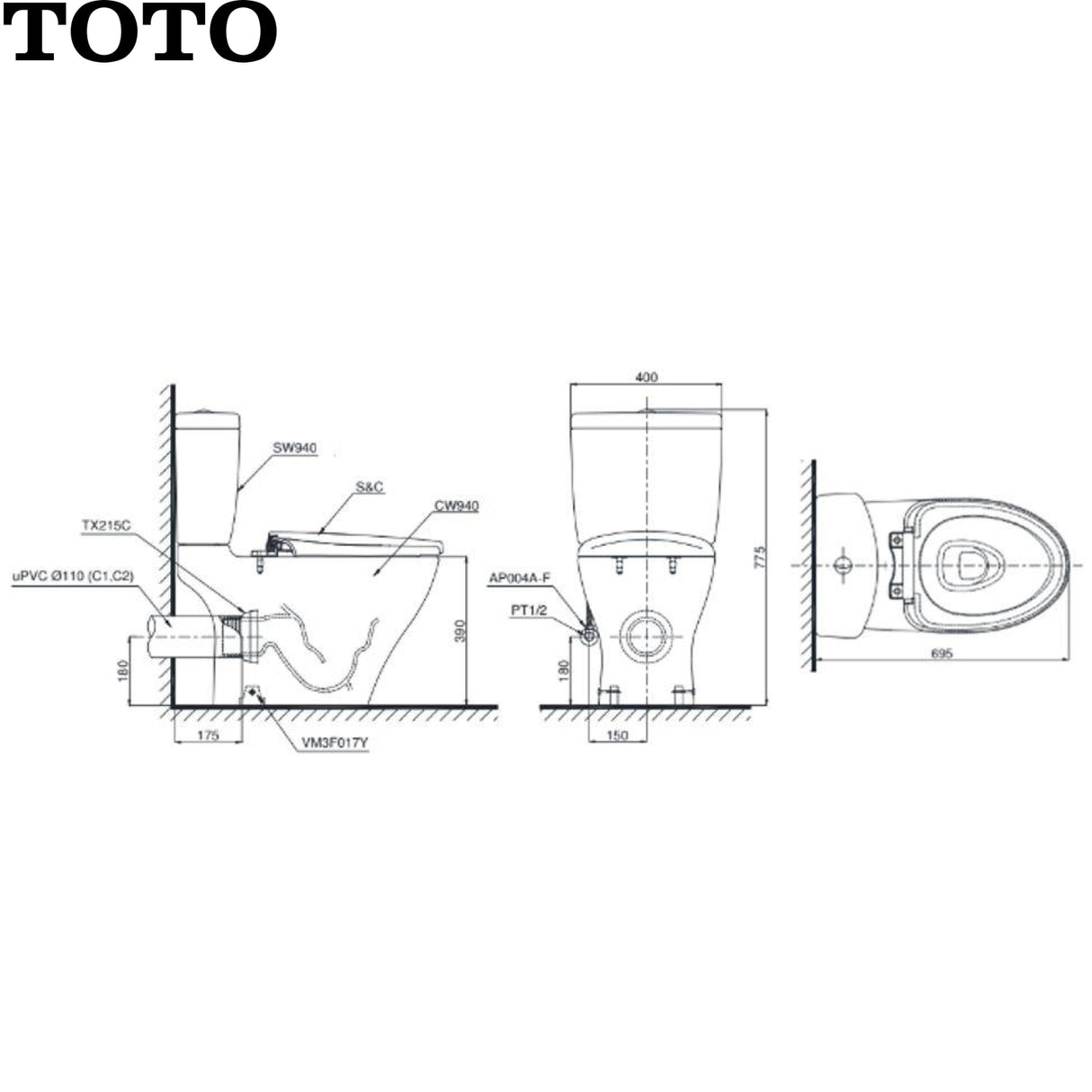 TOTO C940E 自由咀分體座廁-hong-kong