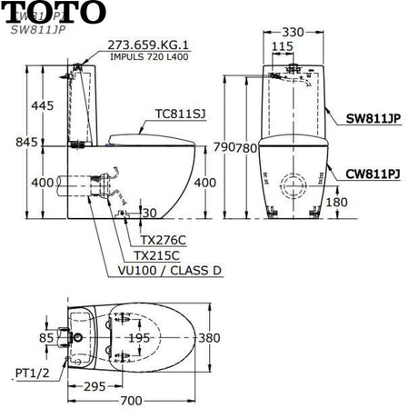 TOTO CW811NPJ Le Muse 白色橫排分體套廁-hong-kong