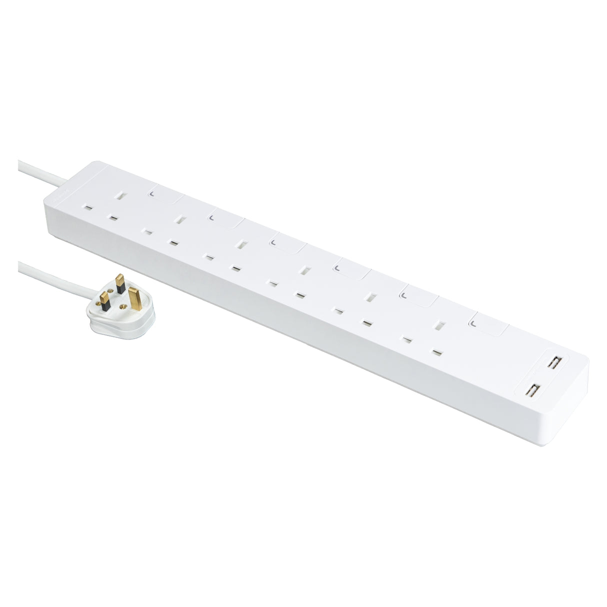 Schneider 施耐德 TSH36U_3_WE_C5 13A六位安全拖板連獨立開關、LED指示燈及兩位USB充電插座（連3米線）-hong-kong