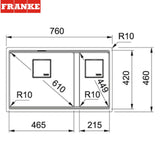 FRANKE KNG 120 (125.0529.860) Kubus 2 花崗岩 檯底 雙星盆 760x460mm 瑪瑙黑-hong-kong
