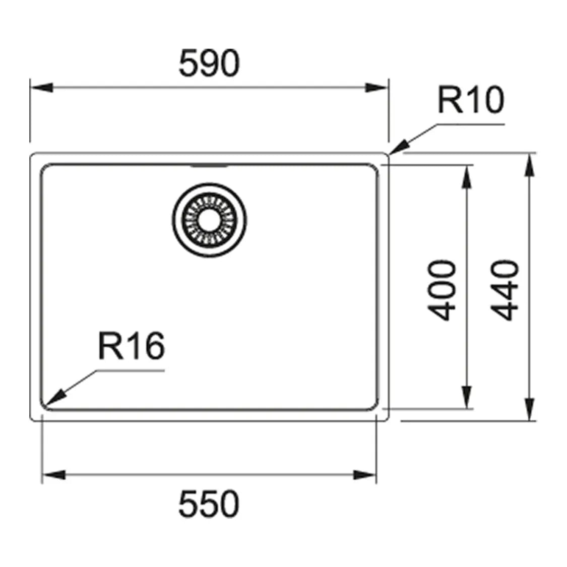 FRANKE MRX 110-55 (122.0553.947) Maris 不銹鋼 檯底 單星盆 590x440mm 銀色-hong-kong