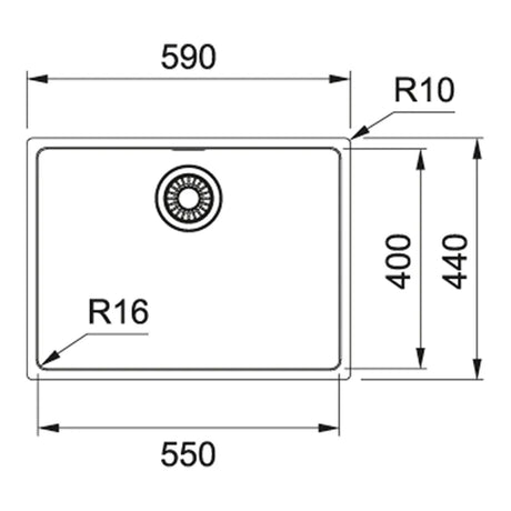 FRANKE MRX 110-55 (122.0553.947) Maris 不銹鋼 檯底 單星盆 590x440mm 銀色-hong-kong